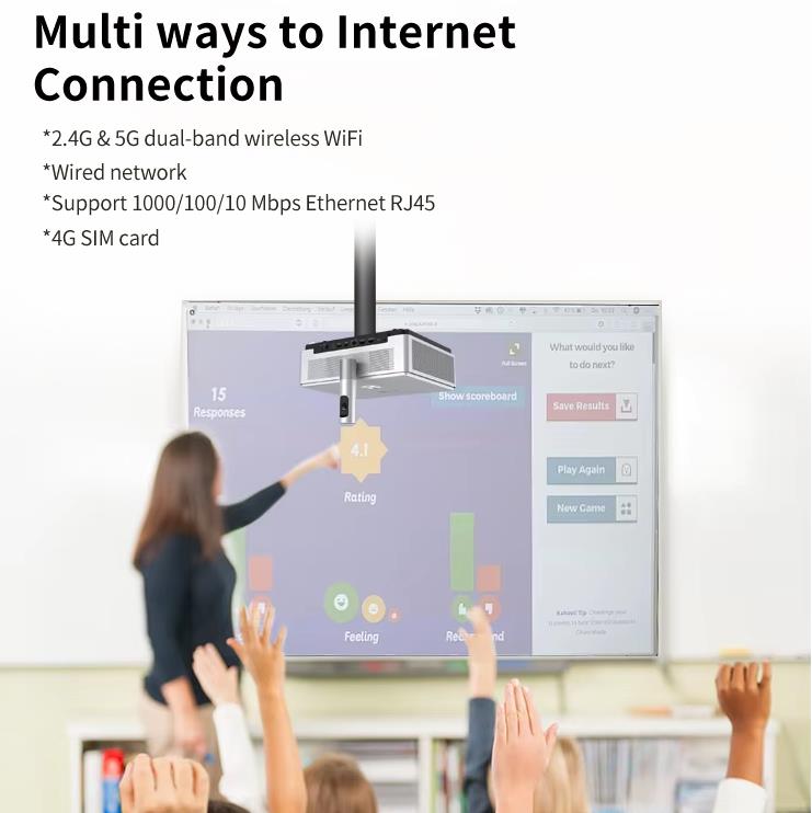 DLP Smart Education Projector has 3 ways to connect to the Internet