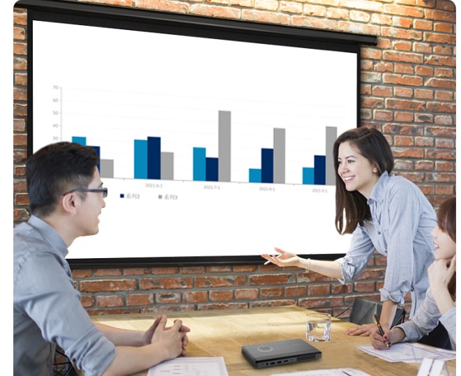 Portable projector used in meetings